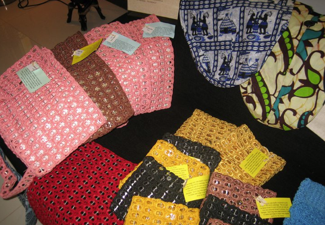 Bags from the Moving Sands project.